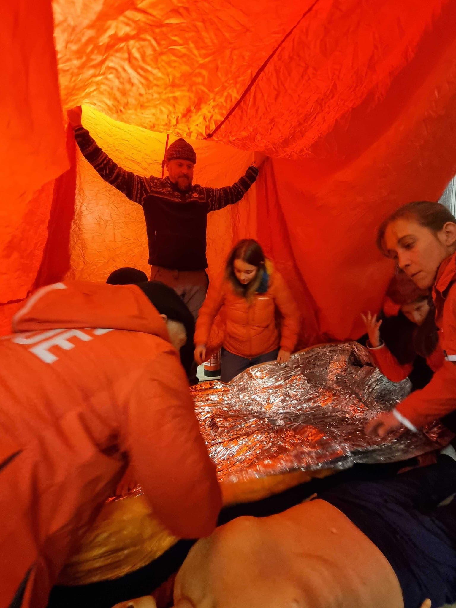 Casualty inside the team's KISU shelter