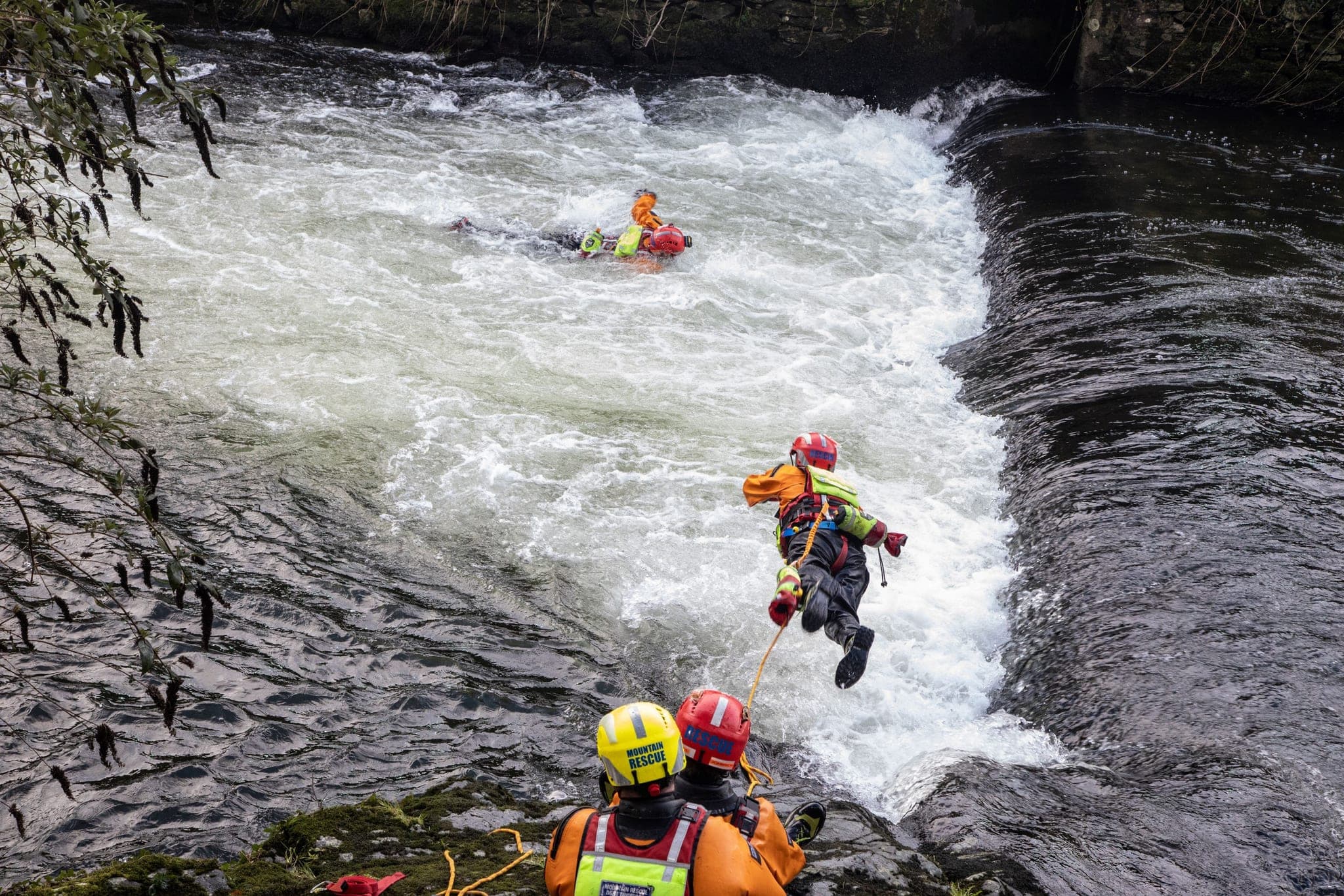 Swift water rescue live bait technique