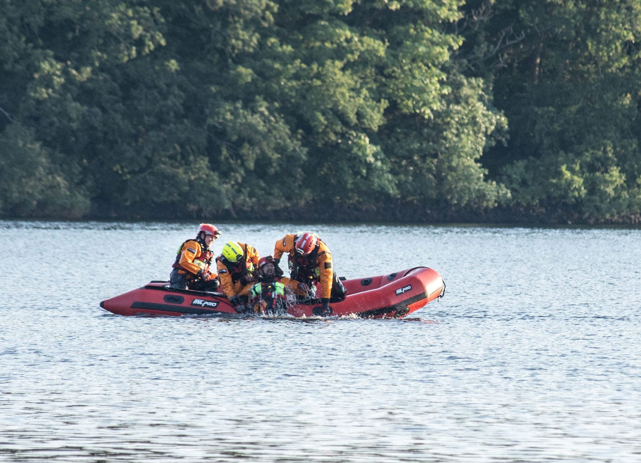 Rescuers practicing in open water