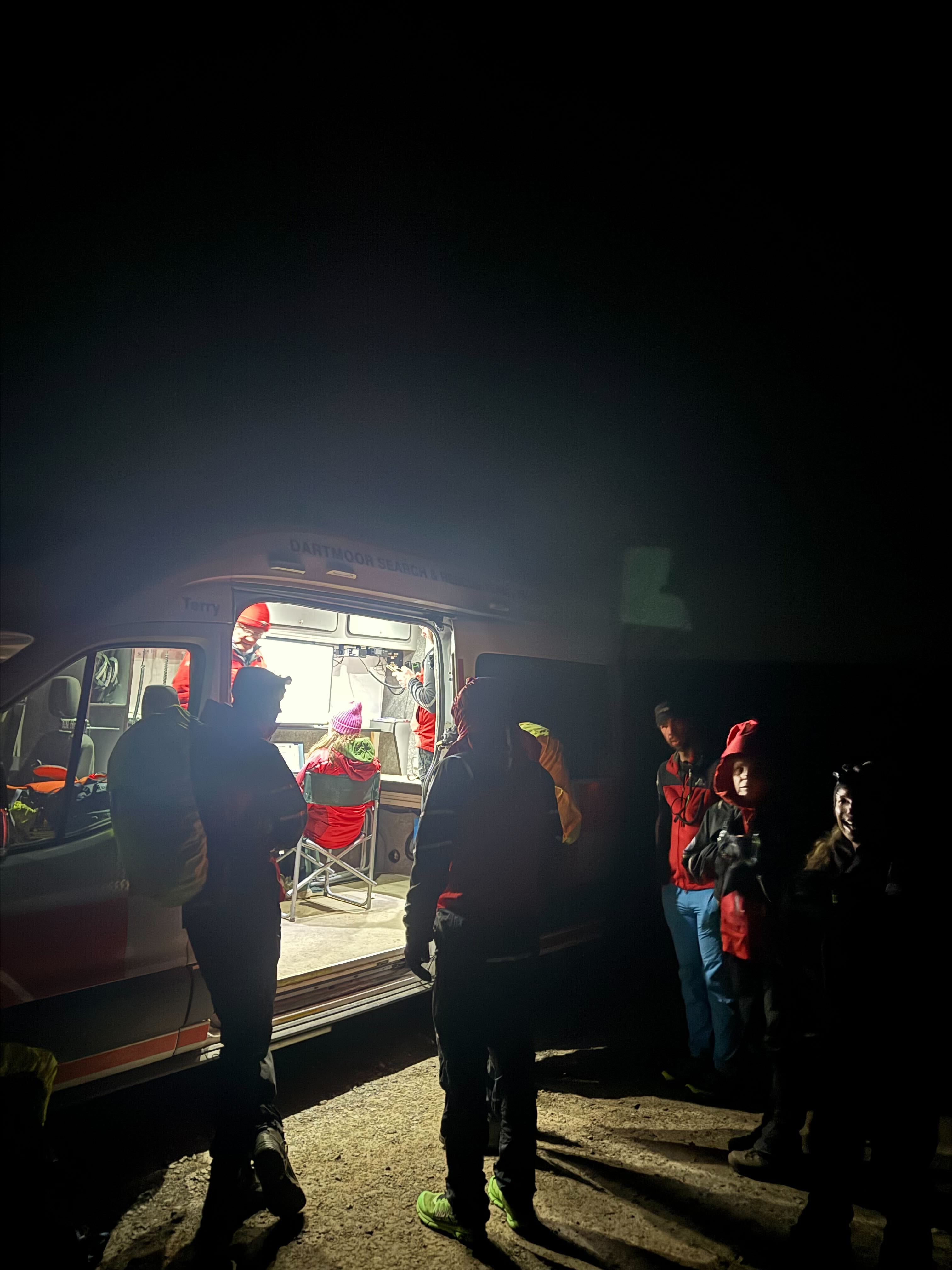 Team members awaiting deployment from the Control Vehicle