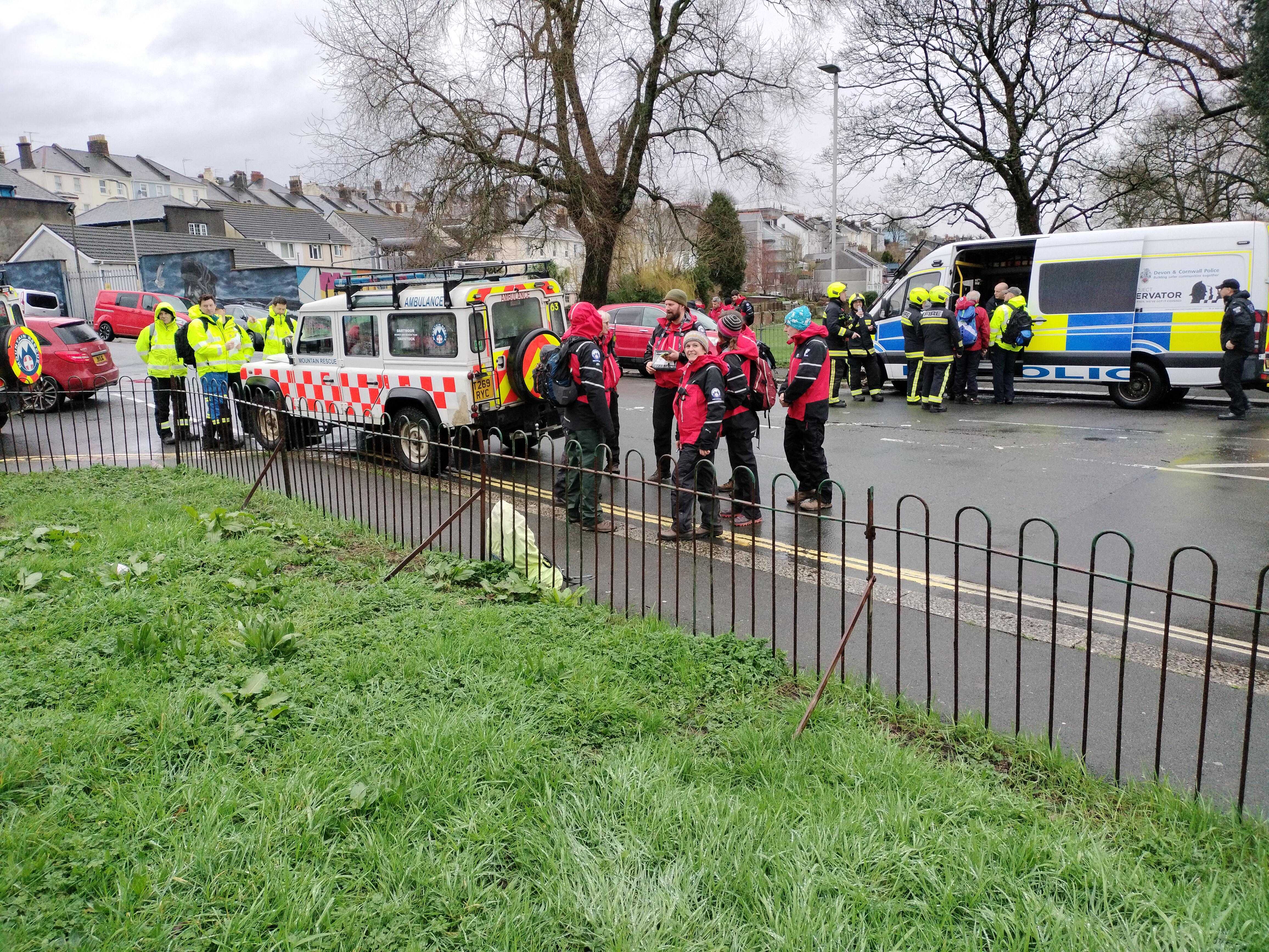 Team members working during mass evacuation